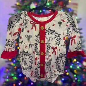 Festive Baby Romper with Red Accents